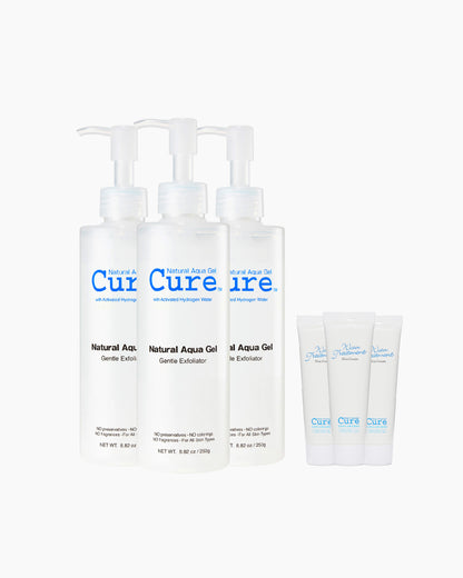 3-pack aqua gel exfoliator. it comes with free mini oil-free water treatment moisturizer.